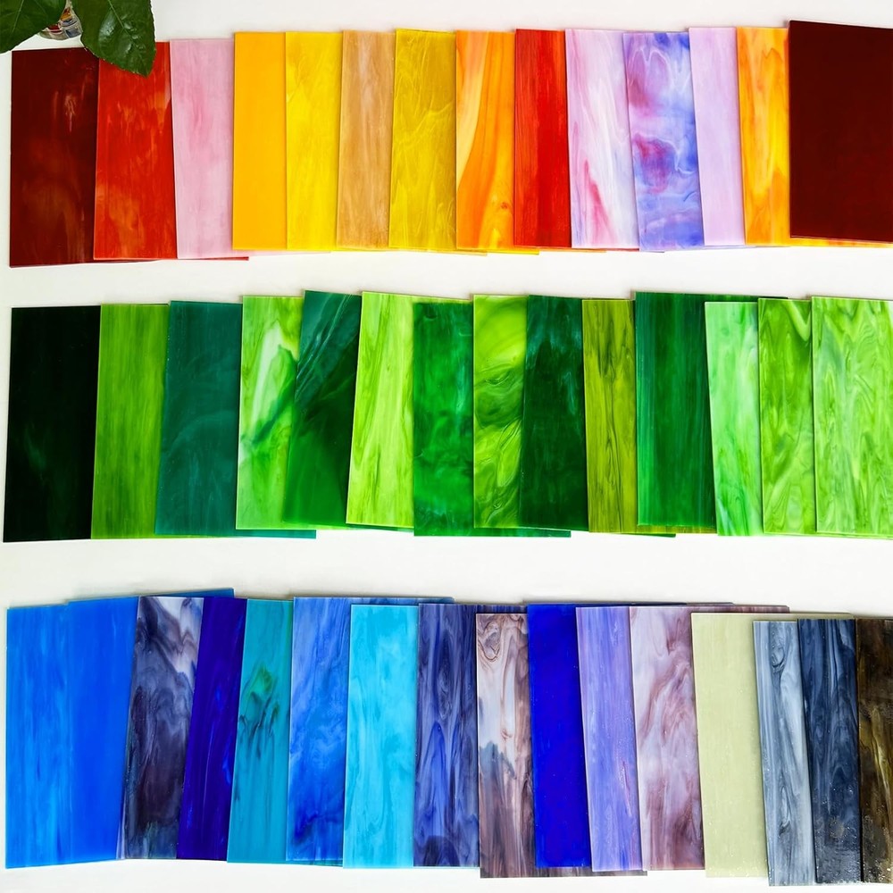 36pc Stained Glass Sheets 6x4in Assorted Colors