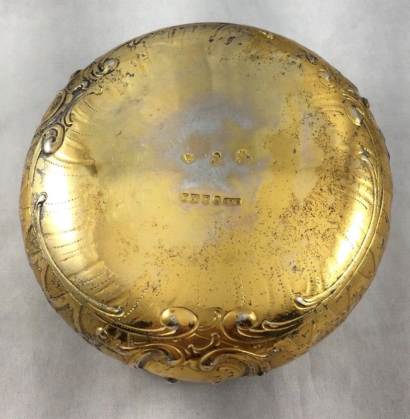 Figural Sheffield England 1899/Hanau w/Import Marks Hinged Box-4 3/4" diameter