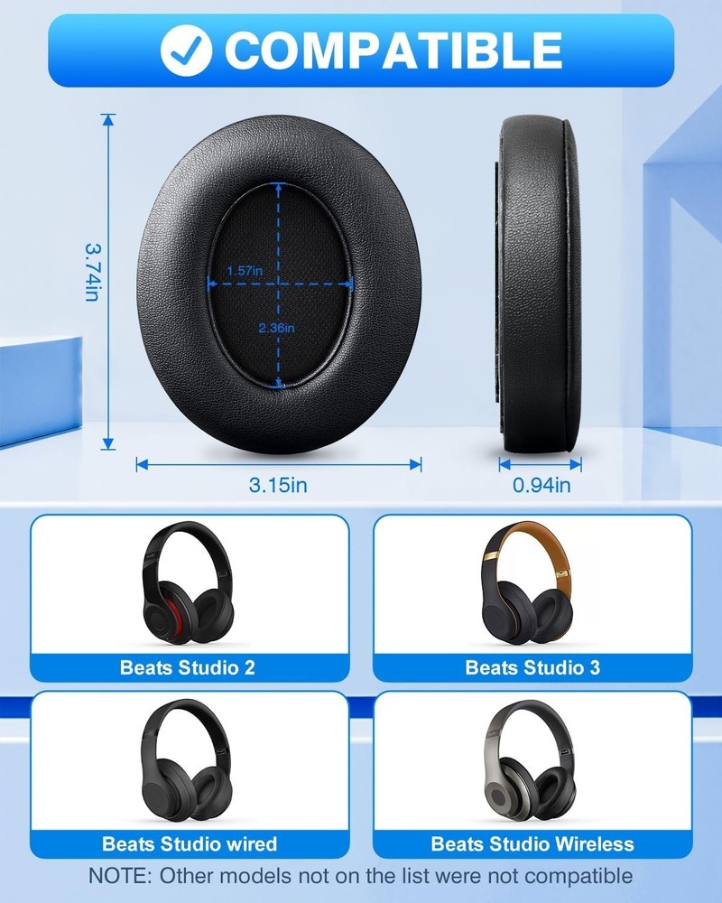 F FEYCH Beats Studio Replacement Earpads for 3 & 2 (B0500/ Black