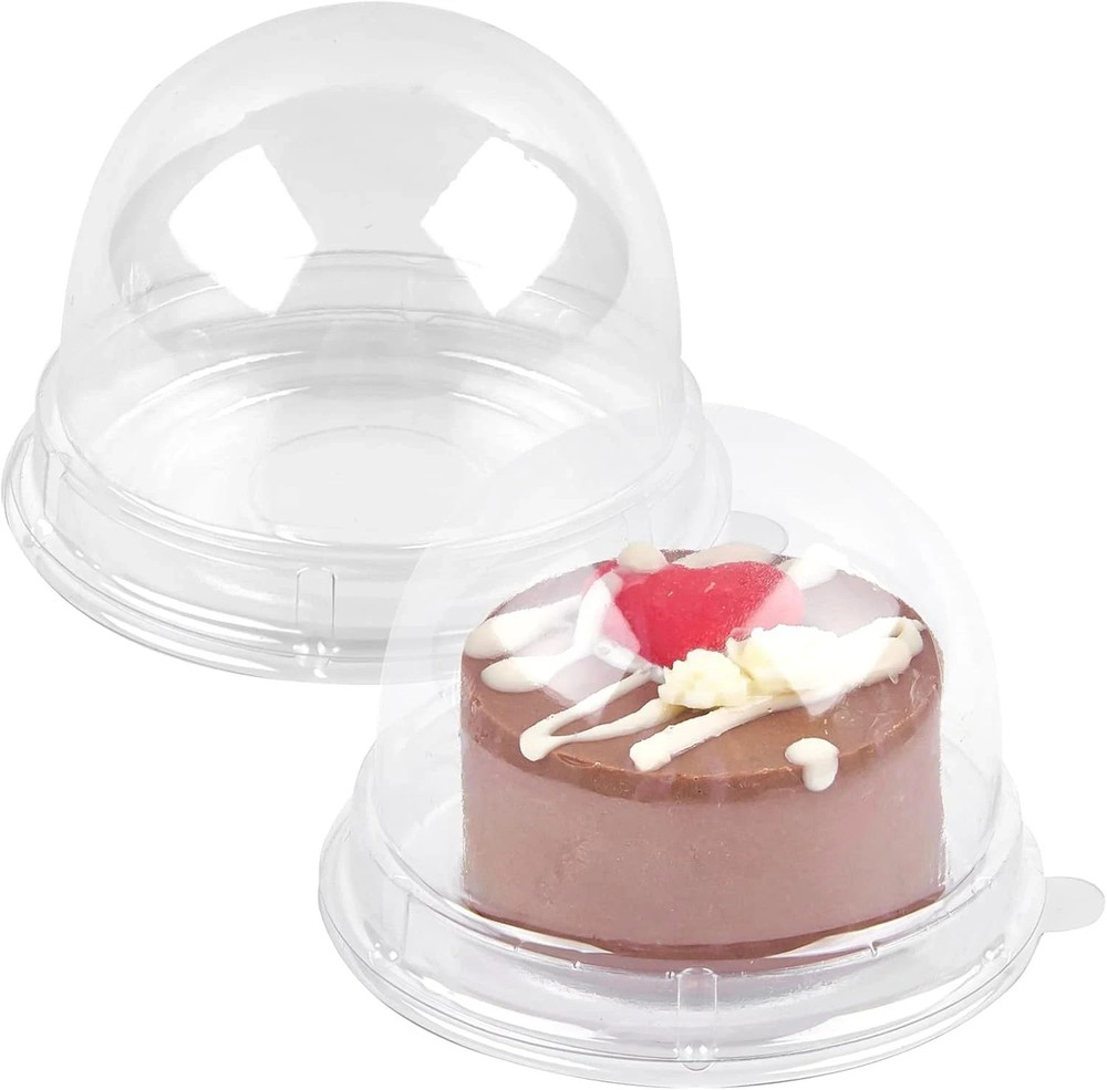 100Pcs Clear Plastic Mini Cake Boxes with Dome Lids Mini