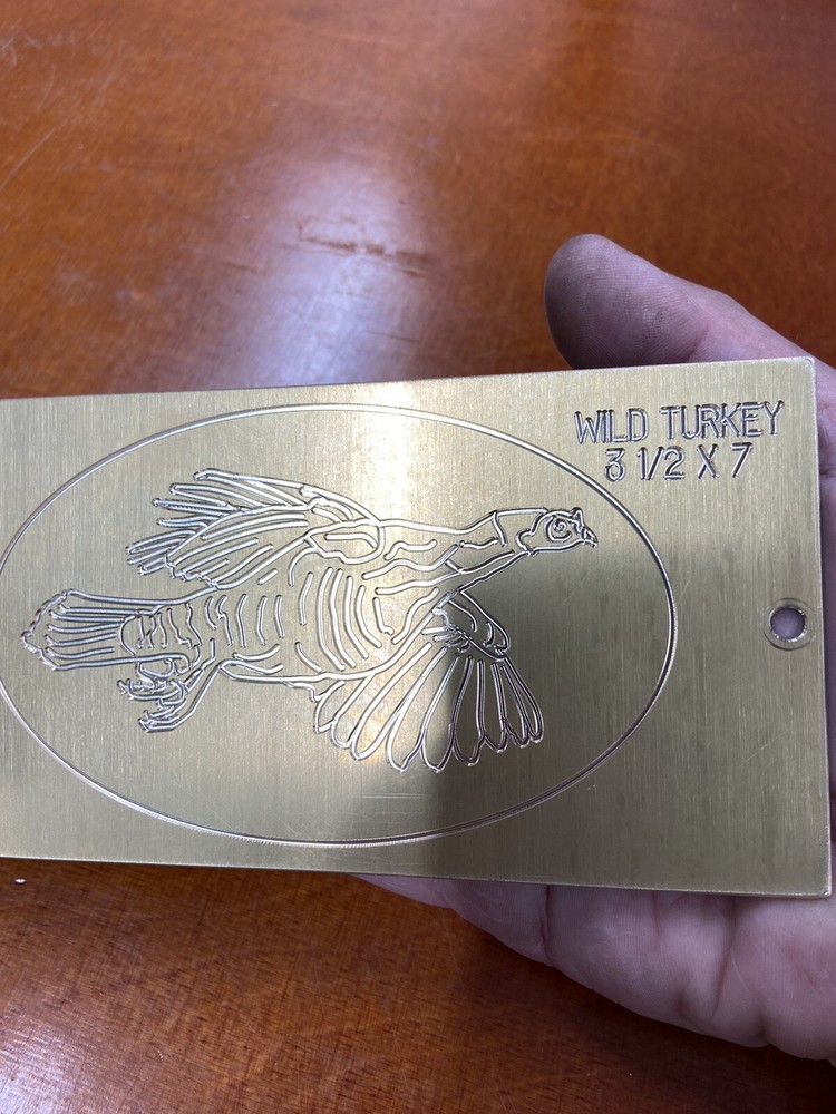 WILD TURKEY SOLID BRASS MASTER ENGRAVING PLATE FOR NEW HERMES FONT TRAY