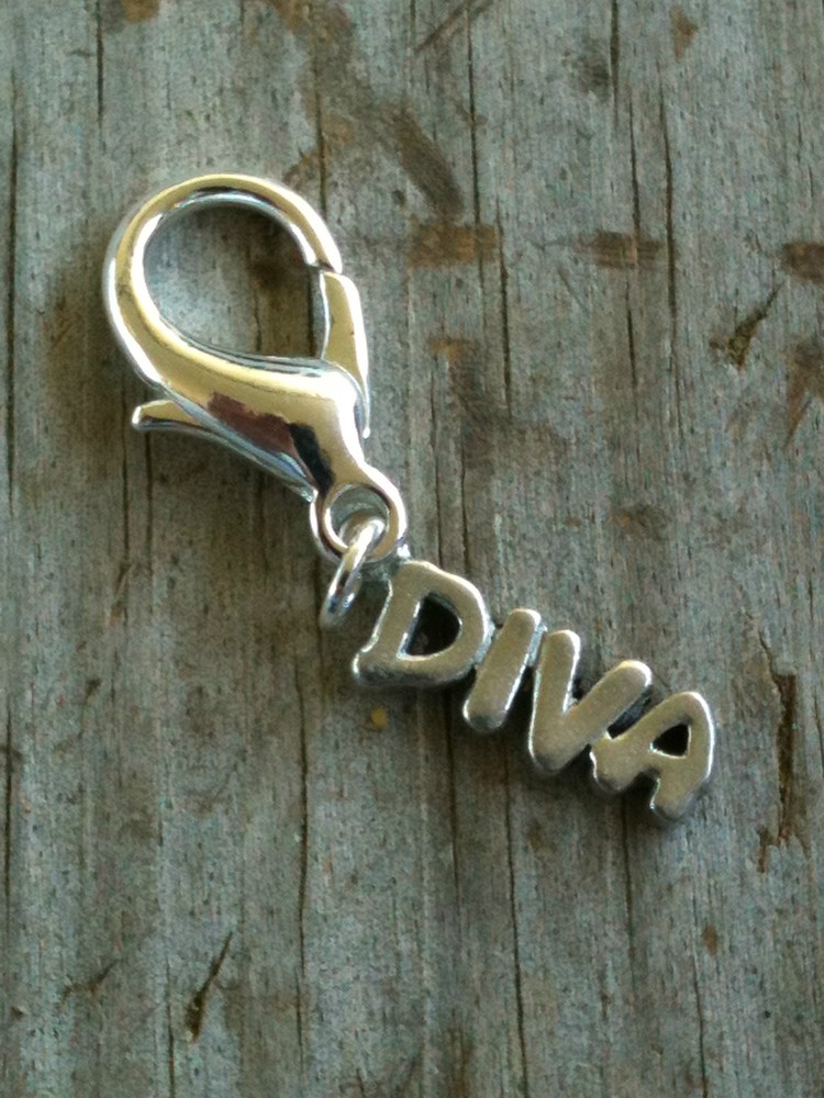 Silver Plated Lead Free Pewter "DIVA" Charm / Zipper Pull