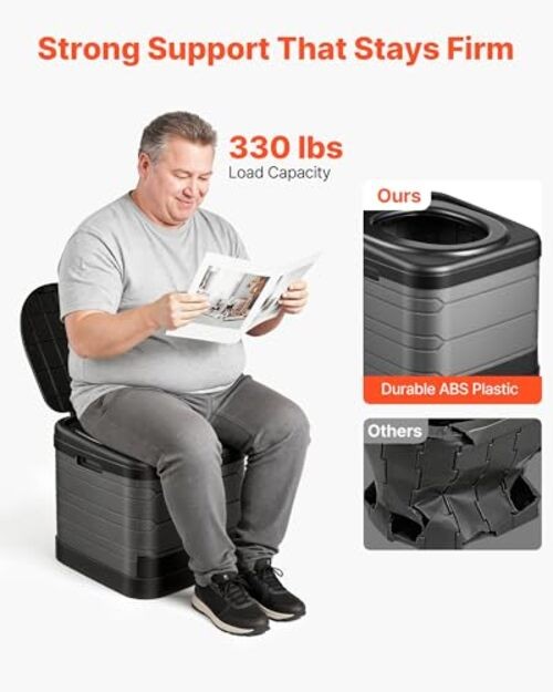 Portable Toilet, 330 lbs Load Capacity, Folding Camping Square - Foldable