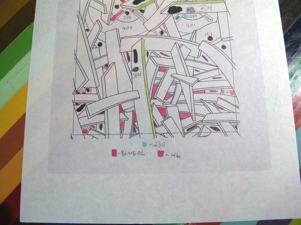 vtg KAWS art show print - working process transparency worksheet color correct.