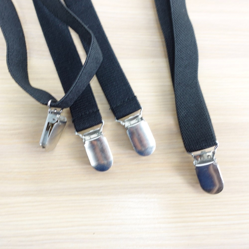 Suspender Mens Black Clip On X Back Braces Formal Adjustable Strap Stretch