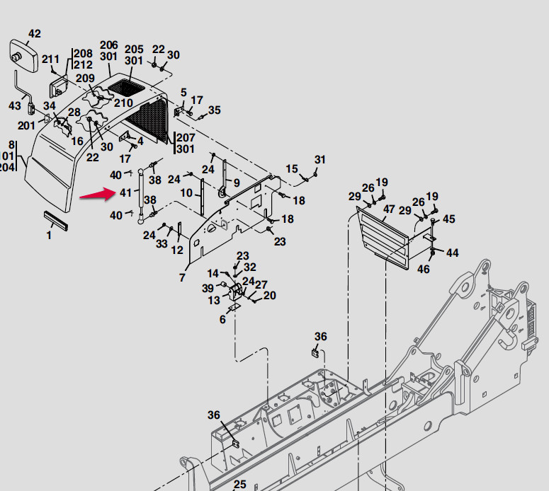 JLG EIRV FORKLIFT GAS SPRING 8702160
