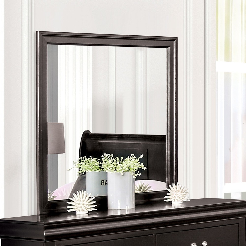 Louis Philippe Transitional Style Queen Size 6pc Bed Set Black Finish