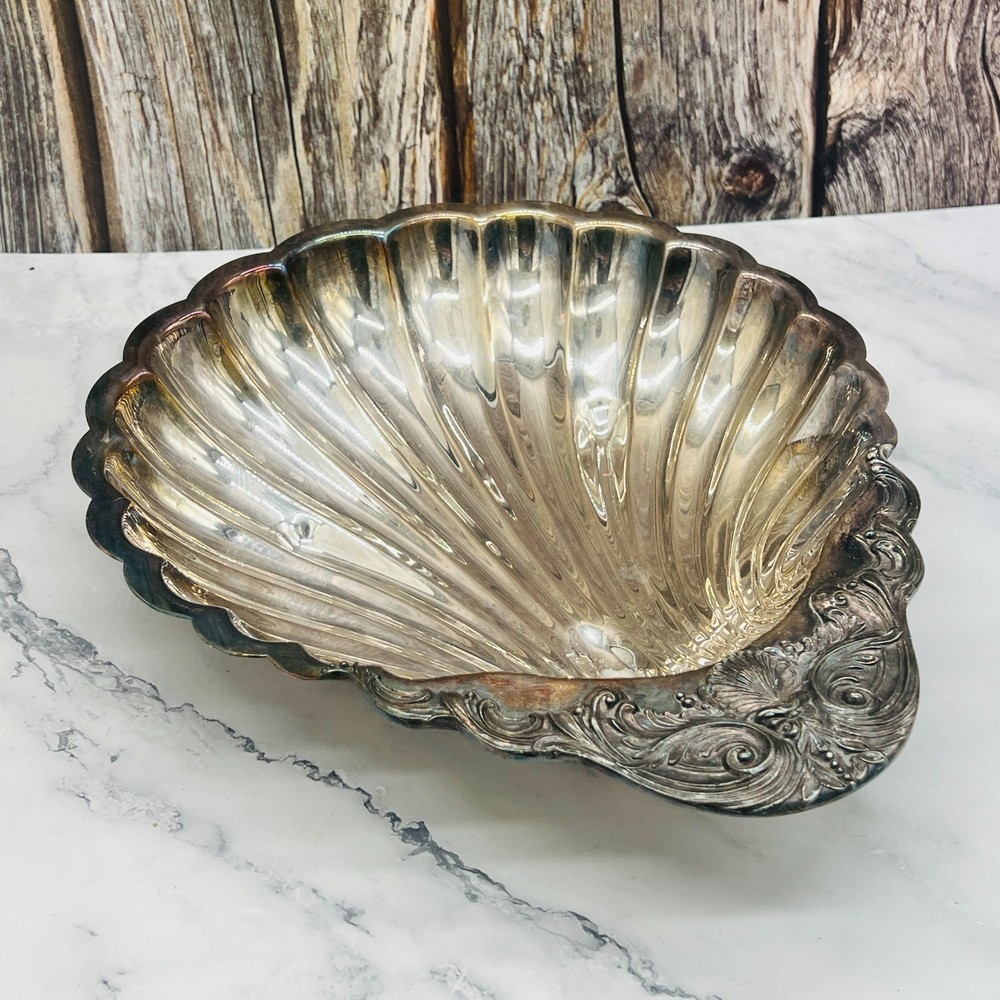 F.B. ROGERS SILVER CO. 12.5" Conch Seashell Art SILVERPLATE SERVING DISH #1730