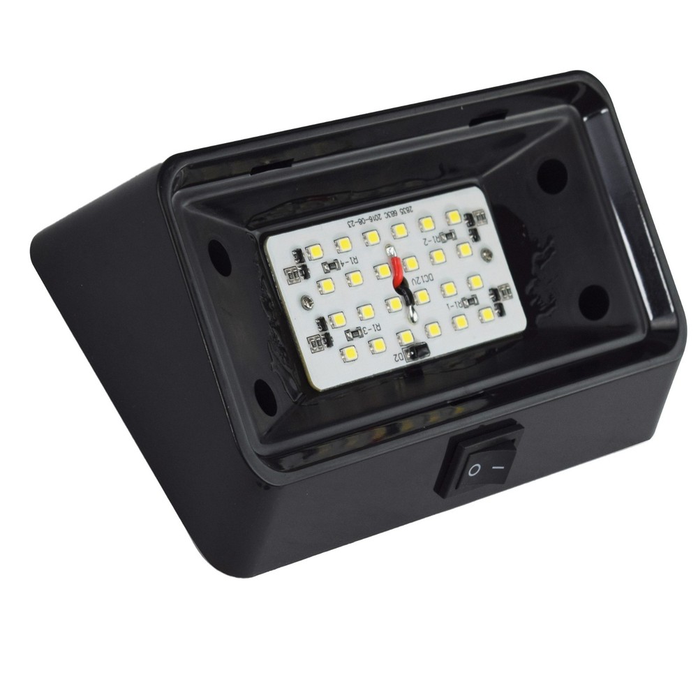 RV 12V LED Exterior Porch Utility Light - Clear & Amber Lenses (Black)