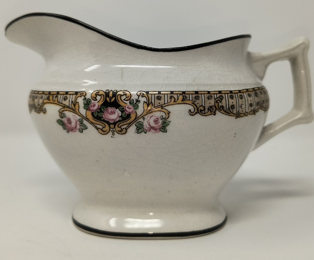 Vintage Colonial Co Creamer Rose Pattern Crackle Glazing