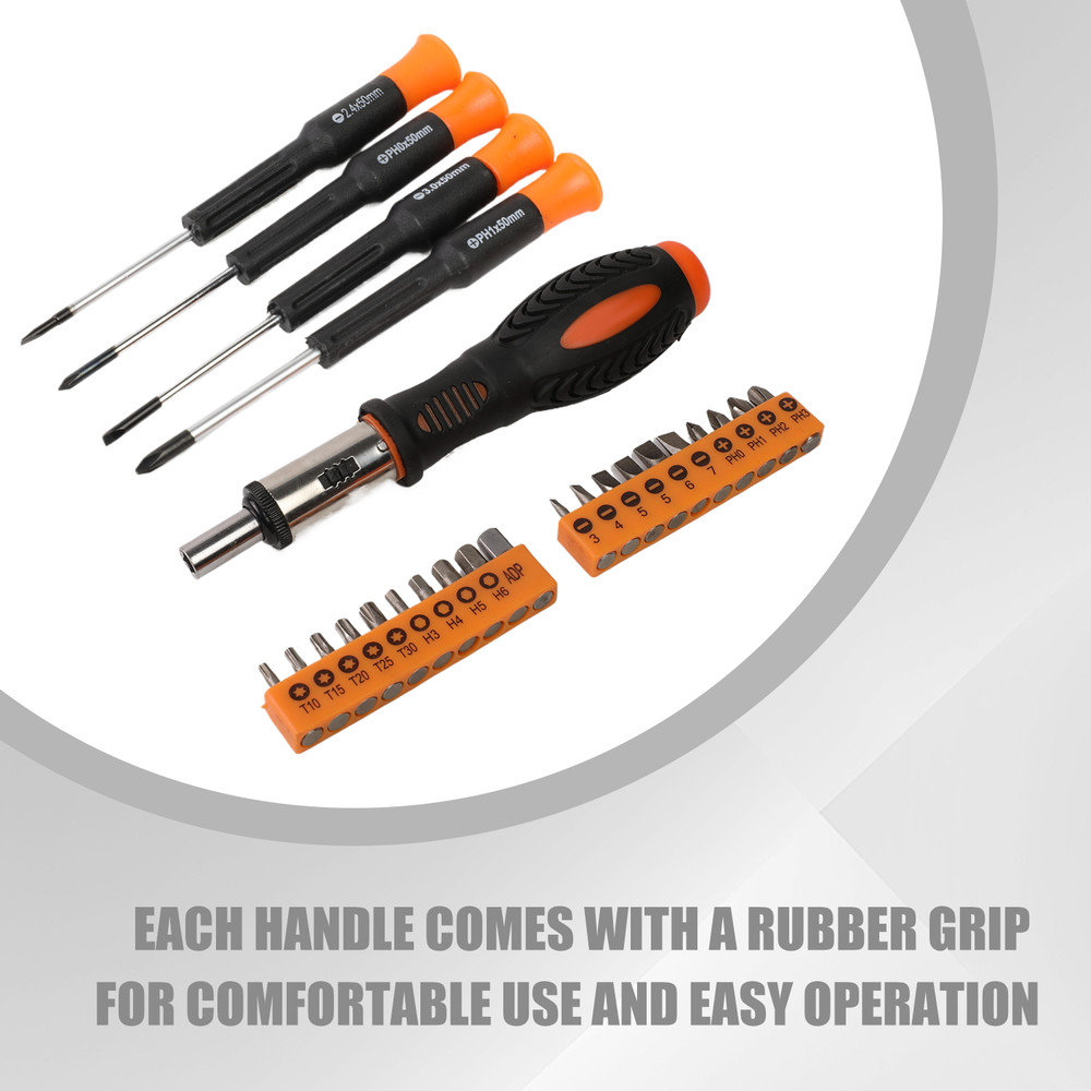 SCREWDRIVER + PLIERS ORANGE 37PCS PRECISION BIT TOOL KIT HIGH SPEED DRILL BITS