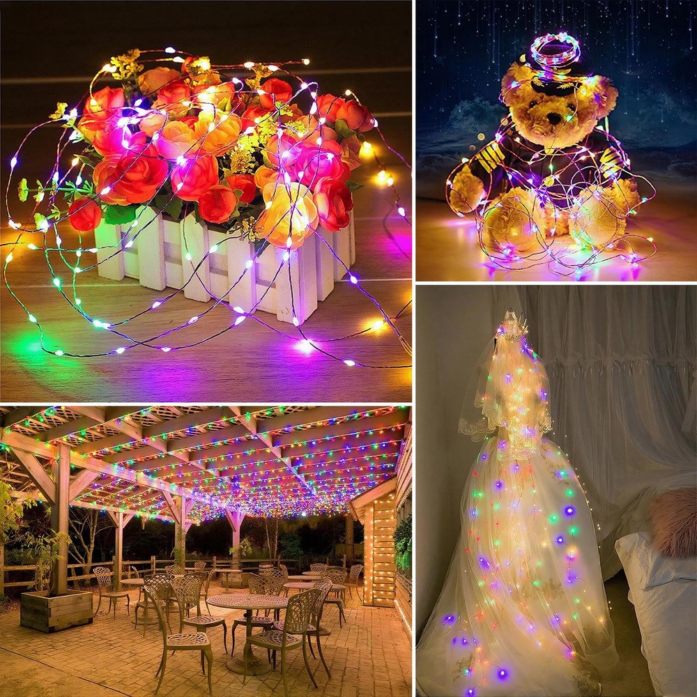 Solar String Lights Outdoor Waterproof 2 Pack Total 66ft 2 Pack, Multicolor