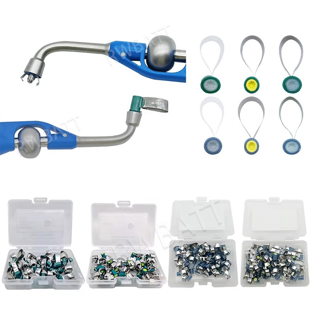 Dental Matrix Bands Reel Double-Side Anatomically Shaped Soft Bands Handle Kit