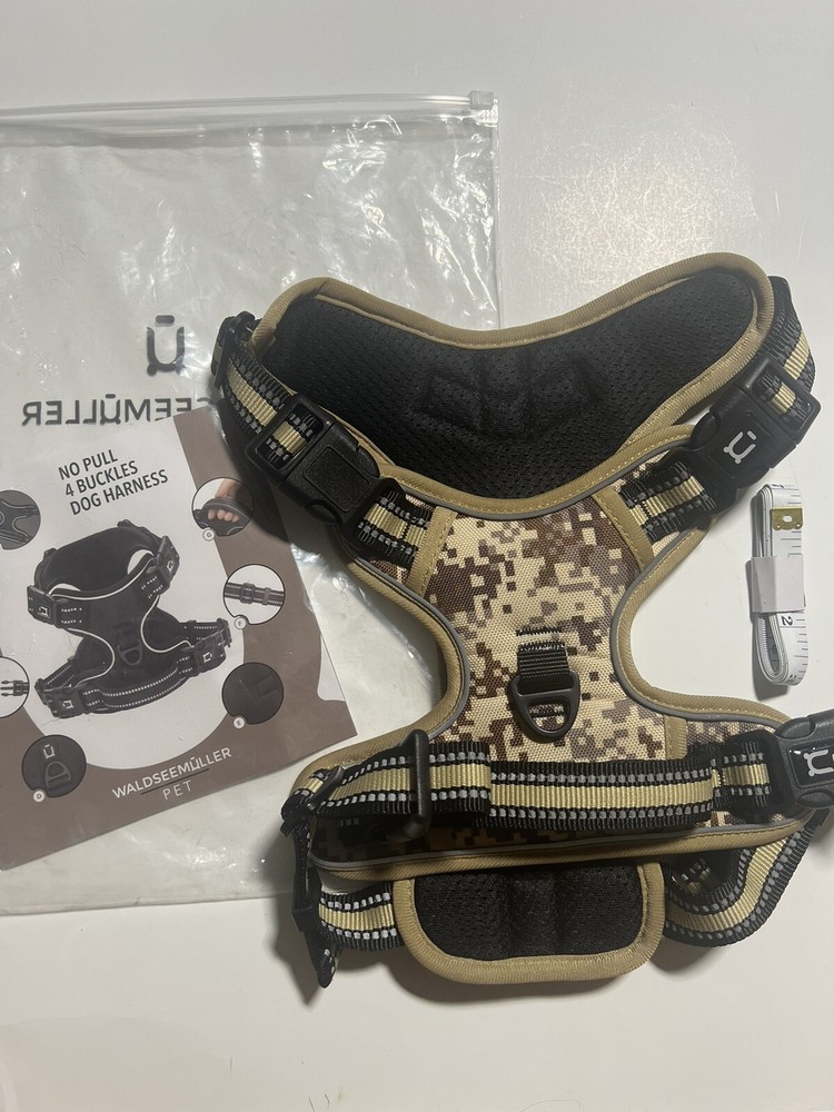No Pull Dog Pet Harness Adjustable Control Vest Dogs Reflective Large Camo Yello