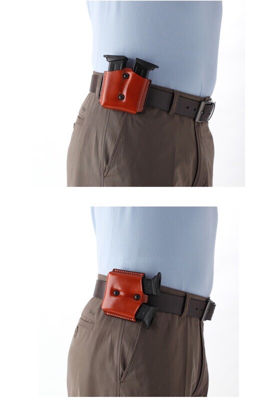 Leather Double Magazine Case for 9mm / 40 cal DOUBLE STACK METAL mags - (# 2089)