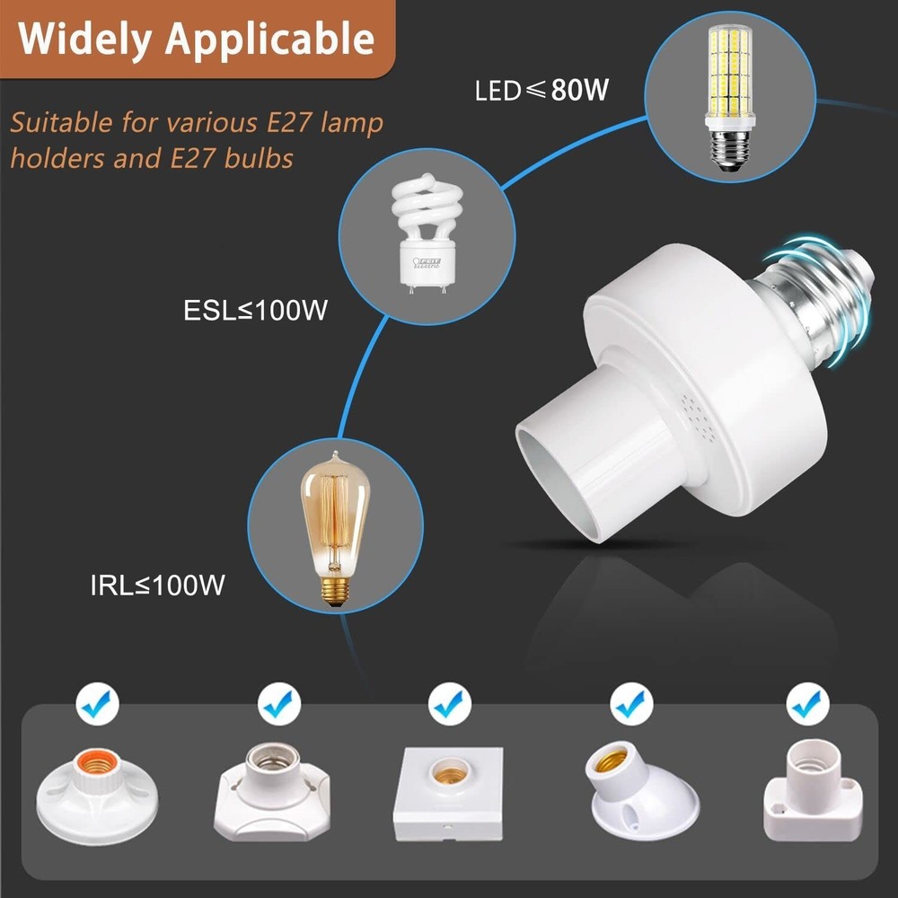 Remote Control Light Bulb Socket, E26 E27 Bulb Lamp Holder with Remote Control