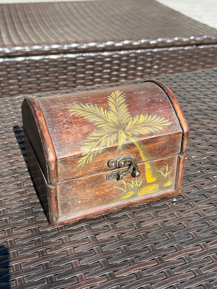Wooden Hand Painted Palm Tree Trunk