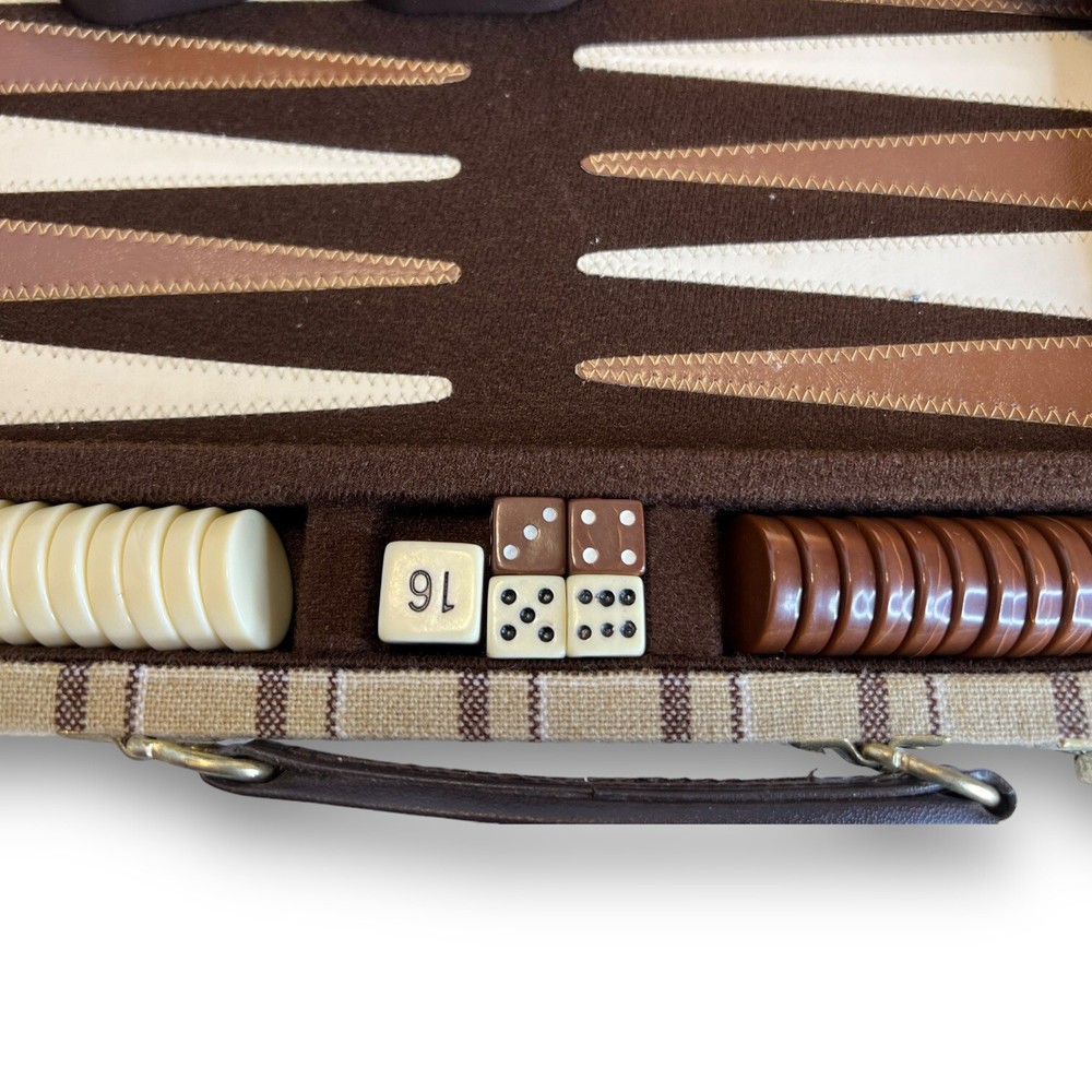Vintage Backgammon Game Briefcase Canvas Vinyl