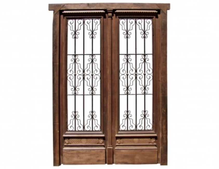 Antique Tall Double Front Door wrought iron insert. B1137CA
