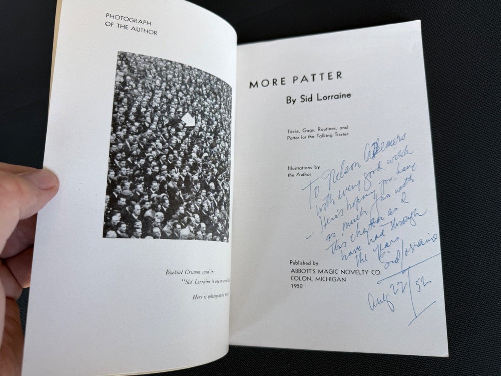 "More Patter" by Sid Lorraine Vintage 1950 Magic Trick Book SIGNED