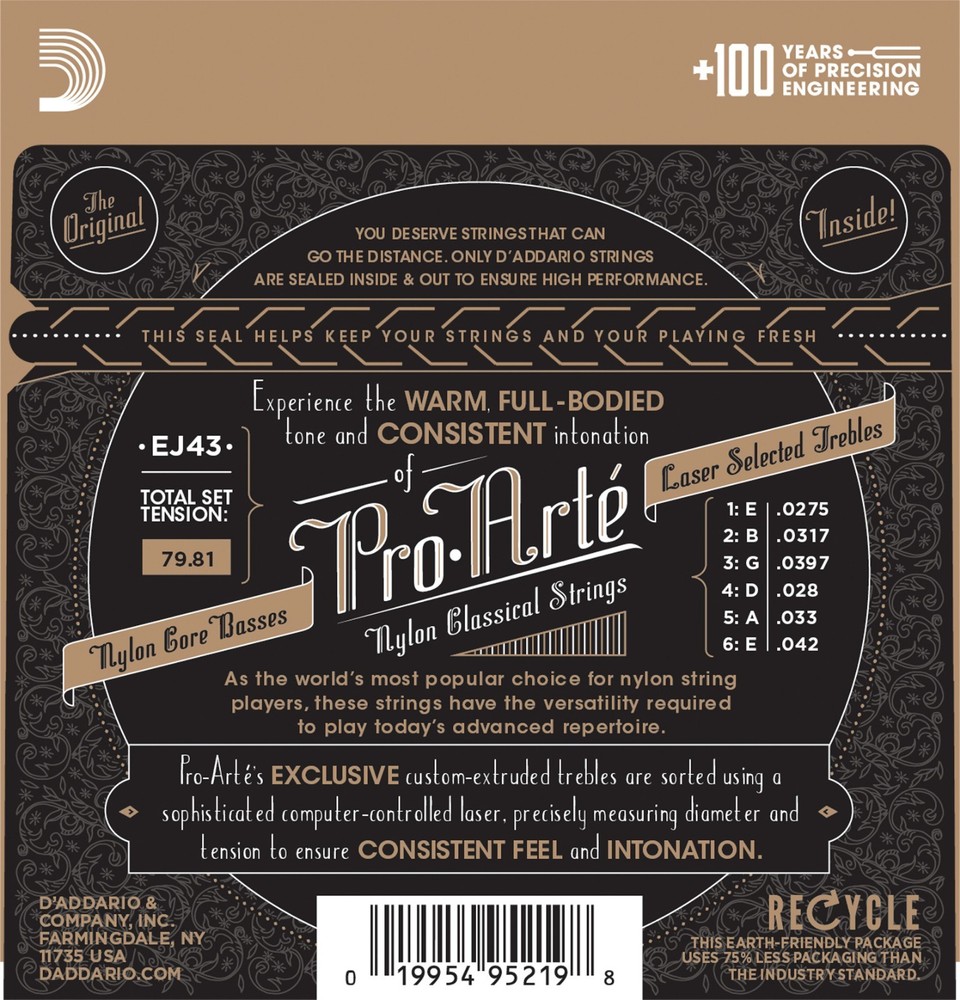 EJ43 Pro-Arté Normal Light Classical Guitar Strings D'Addario