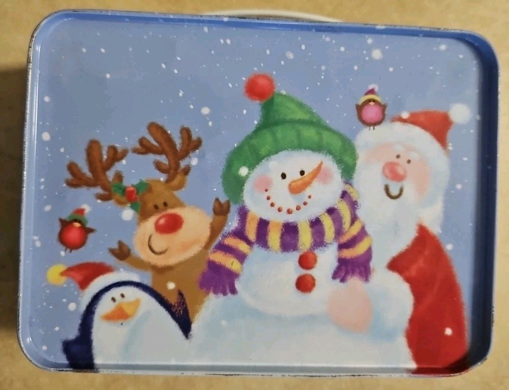 Snowman Suitcase Tin No Latch Held The Best Items 6x4x2.5