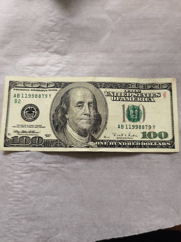 1996 100 dollar bill off center error