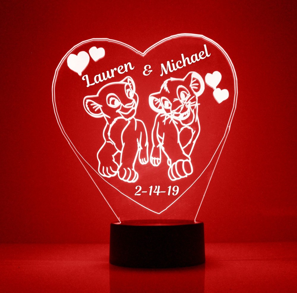 Lion King Personalized FREE LED Simba & Nala Night Light Lamp + Remote Control