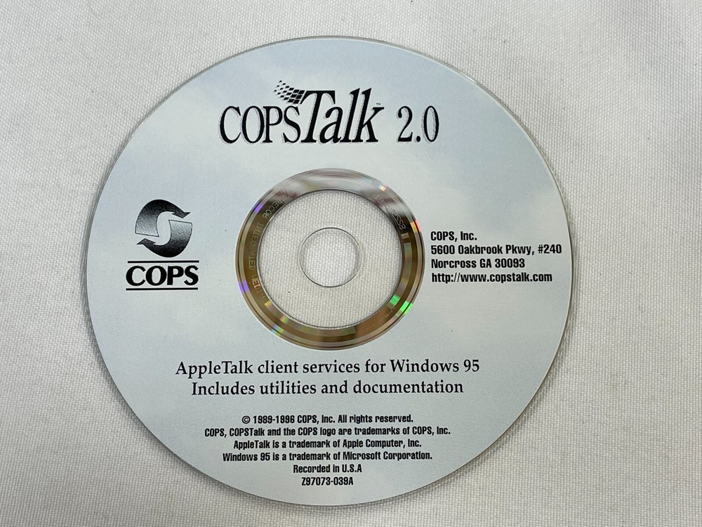 Vintage 1996 AppleTalk CopsTalk 2.0 CD-ROM Software DISC ONLY