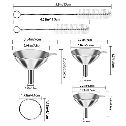 6 Pcs Stainless Steel Mini Funnels for Kitchen use. Large Tiny Small Funnel Set