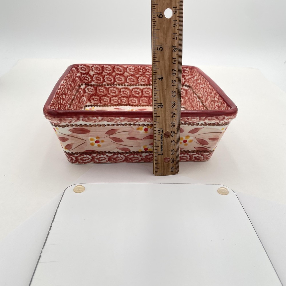 Temp-tations Old World Red 8x8 Square Baker Dish With Trivet Bakeware