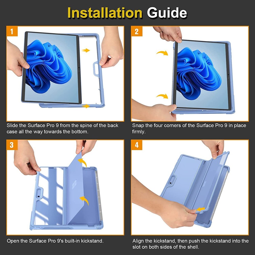 Hard Case for 13" Microsoft Surface Pro 9 (2022) Shockproof Folio Rugged Cover