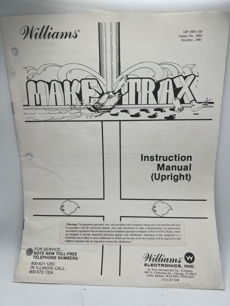 MIXED: Arcade game Manuals Collection from distributors library YOUR CHOICE