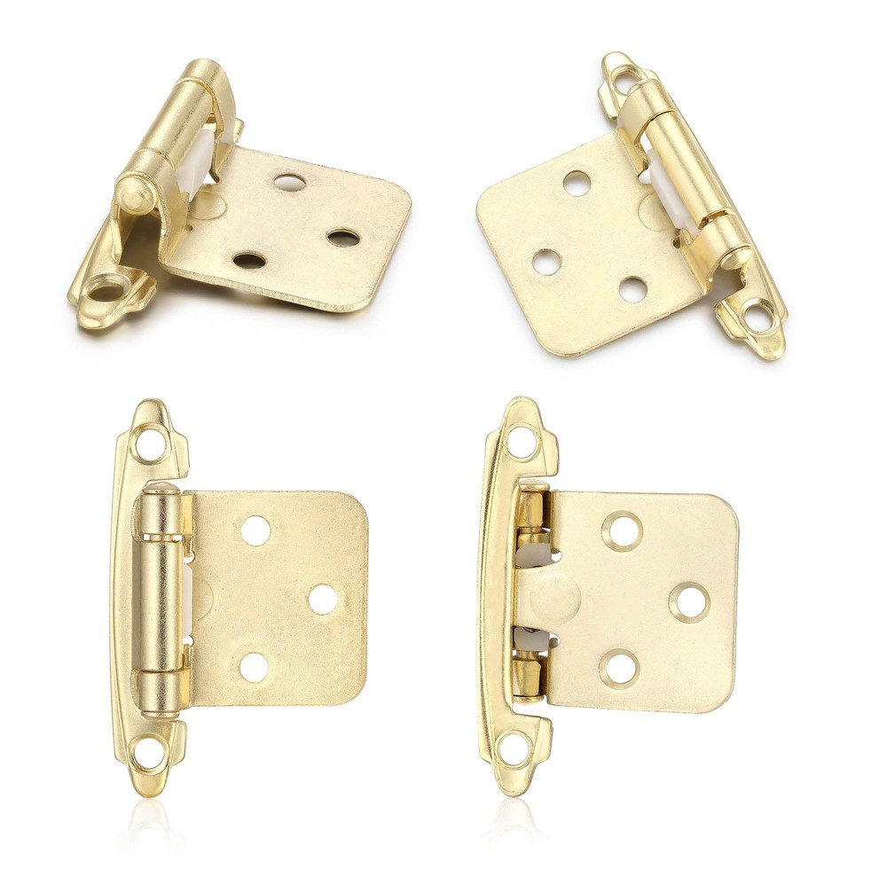Vallecloud 4 Pack (2 Pair) Gold (Brass) Self Closing Cabinet Hinges for Kitch...