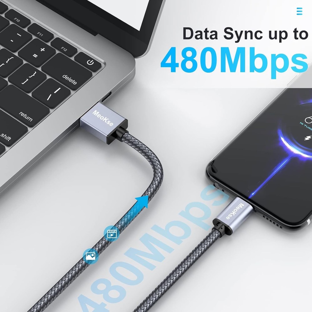 Meokse Micro USB Cable 20FT/6M,Long Android Charger Cable,Nylon 20FT/6M