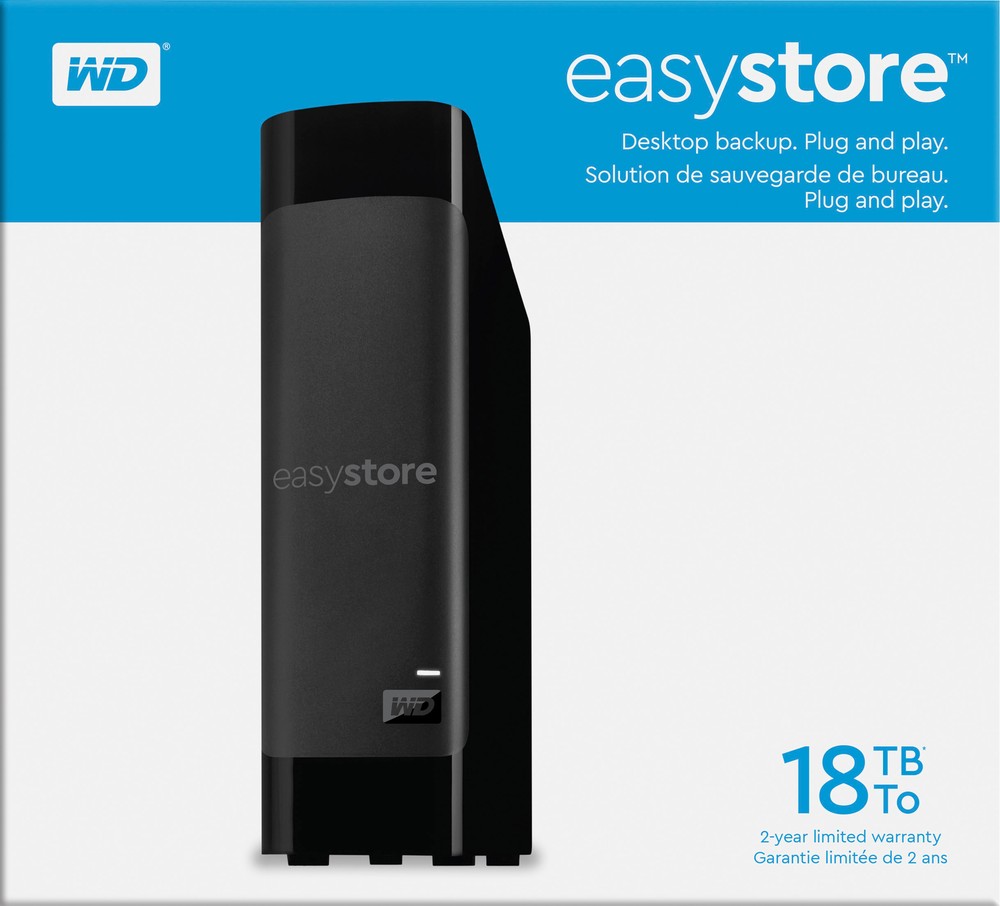 WD - easystore 18TB External USB 3.0 Hard Drive - Black