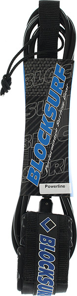 Block Powerline Surfboard Leash - 6' Solid Black