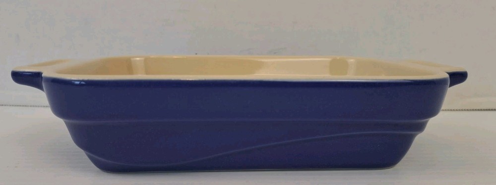 LeCreuset Small Cobalt Blue Stoneware Casserole Baking Dish Rectangular 7.25"L