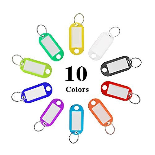 200 Pack Plastic Key Tags with Label Window and Split Key Ring Luggage Tag
