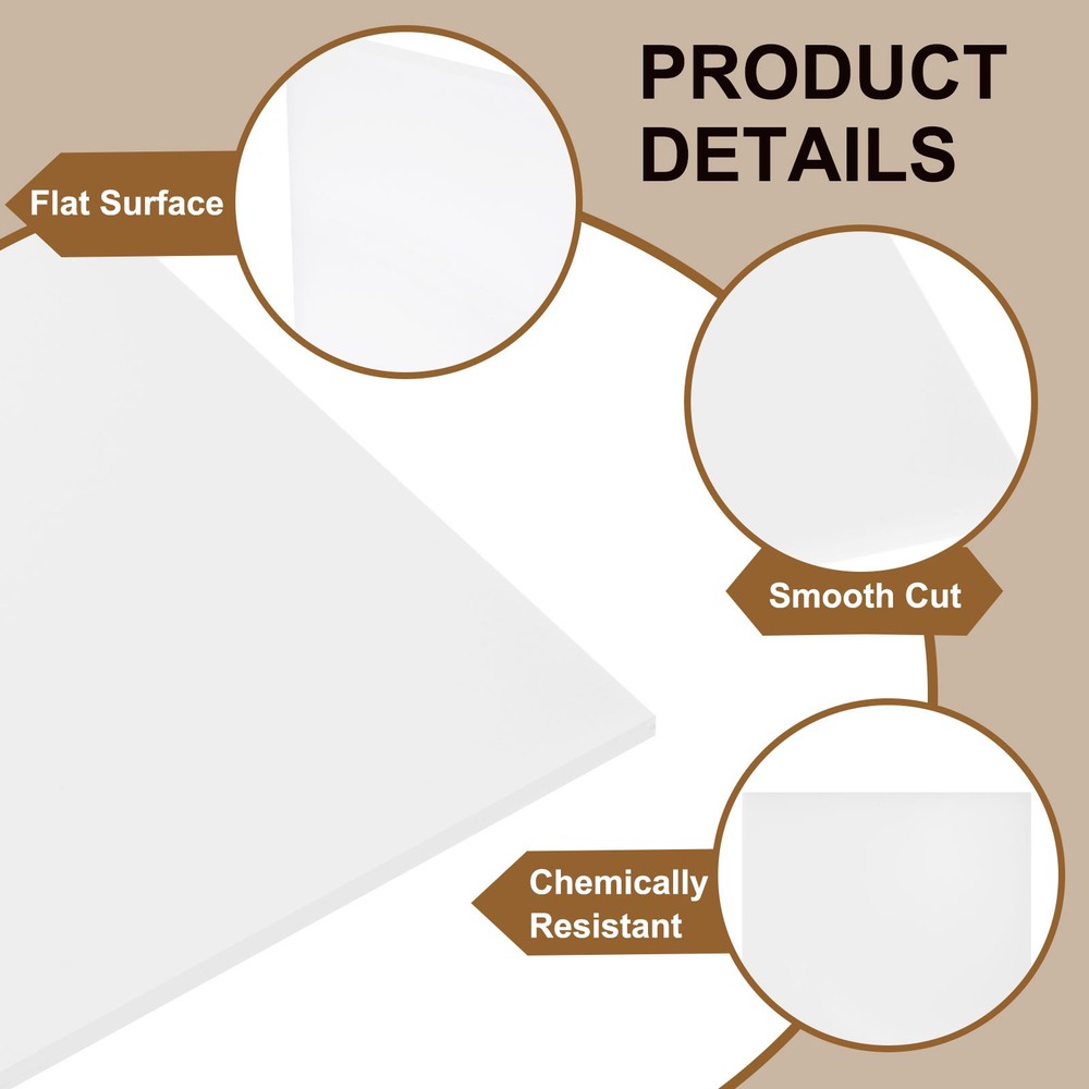 HDPE Plastic Sheet 1/4" Thick, 10" x 24" Polyethylene Plastic Blocks, White