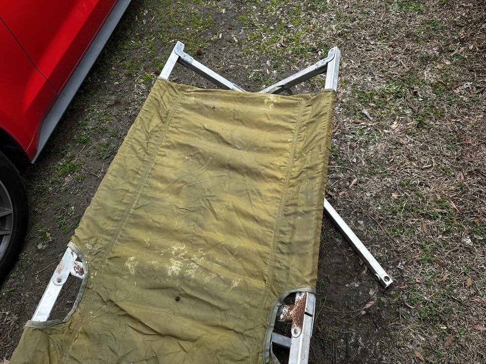 Vintage Aluminum Frame Folding Army Cot