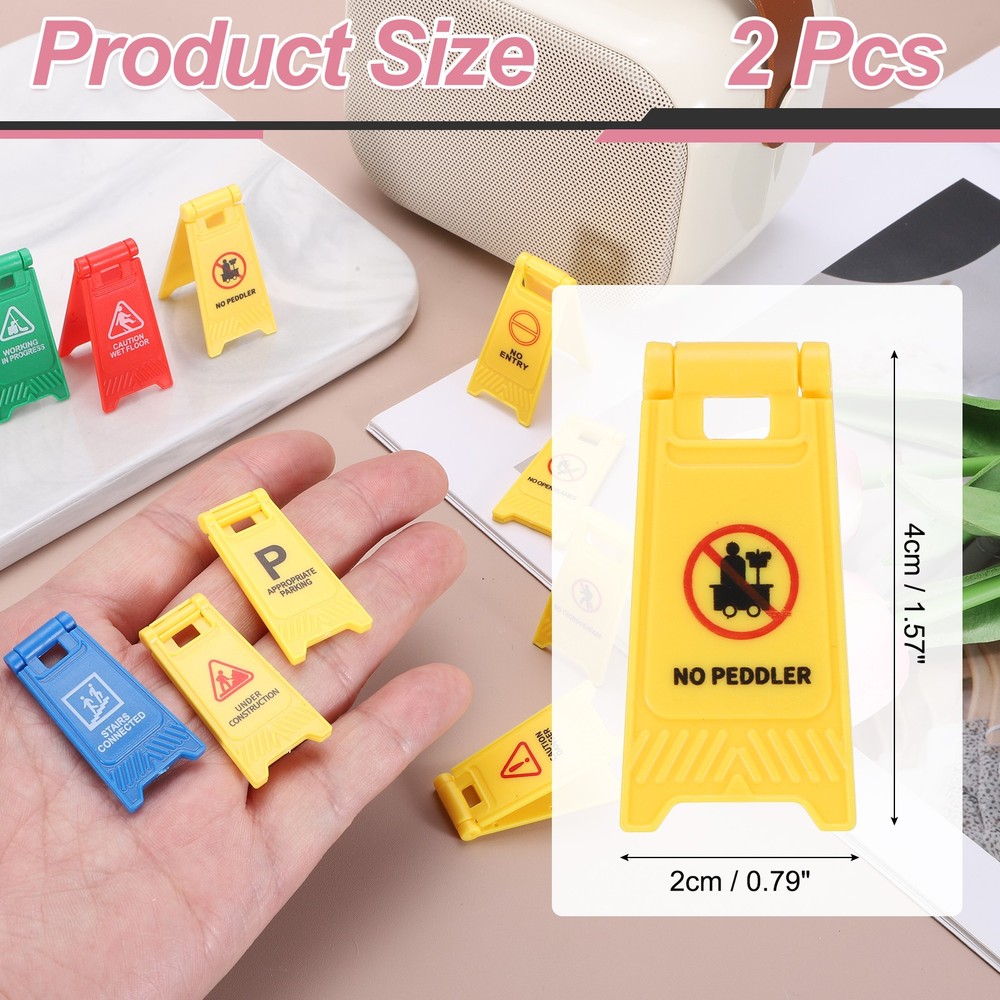 Miniature Warning Sign, No Vending Allowed Signs (Yellow, 2pcs)