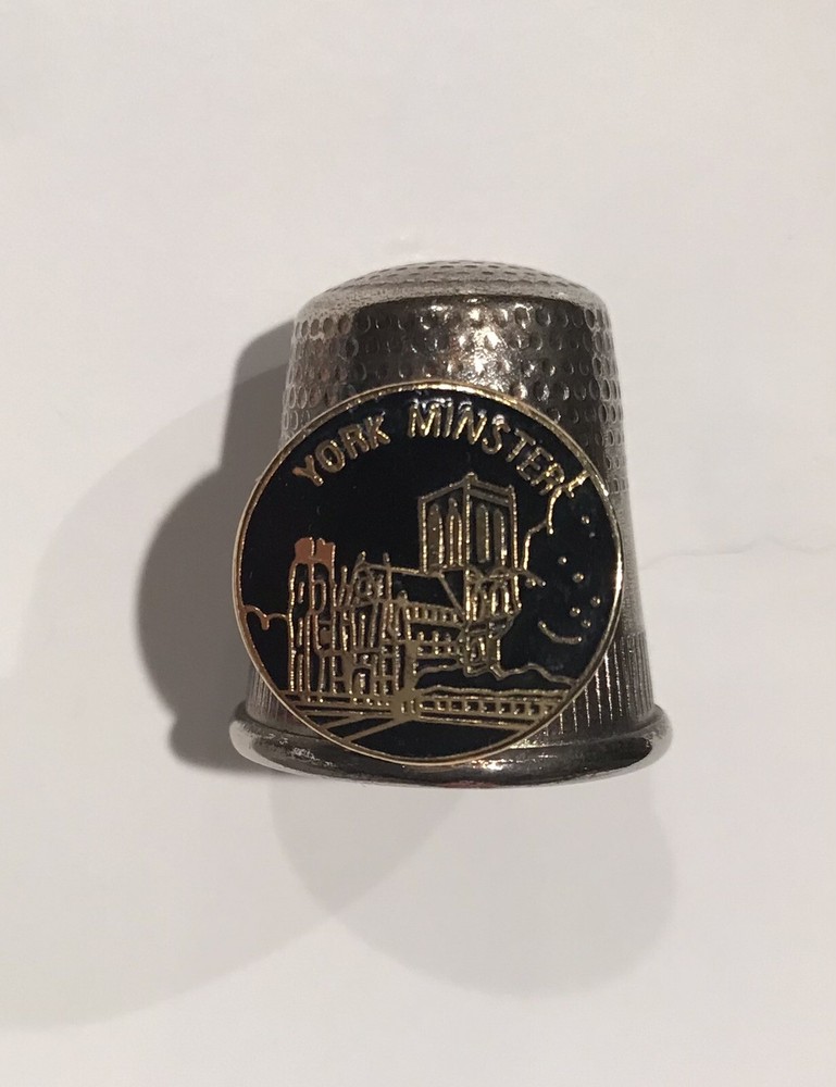 Sterling Silver Thimble With Enamel York Minster Image