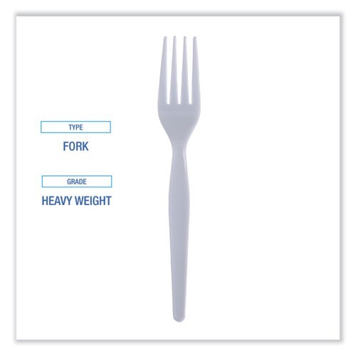 Boardwalk Heavyweight Polystyrene Cutlery, Fork, Plastic, White, 1,000/CT