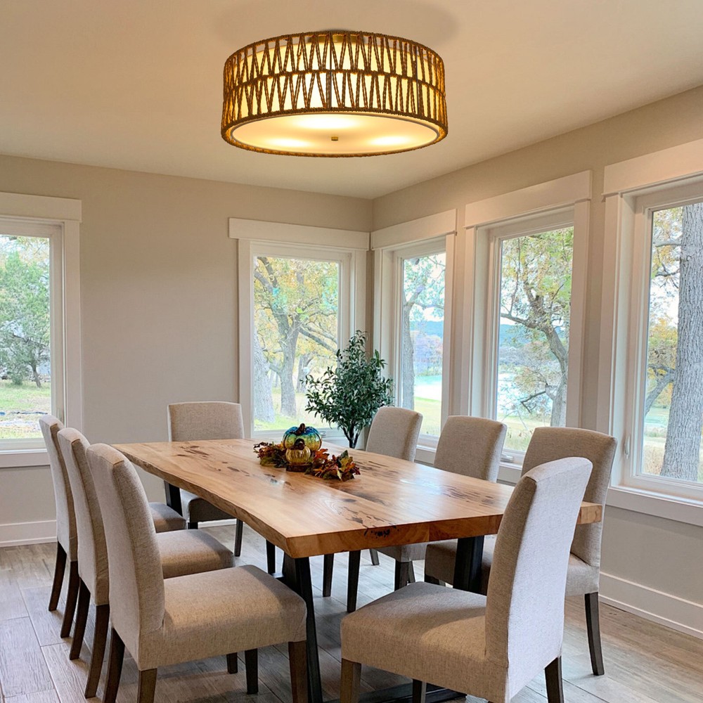 17.7" Semi Flush Mount Ceiling Light 3-Light Large Boho Flush Mount Ceiling Ligh