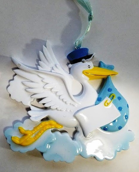 Pelican Bird Mail Blue Personalized Christmas Tree Ornament