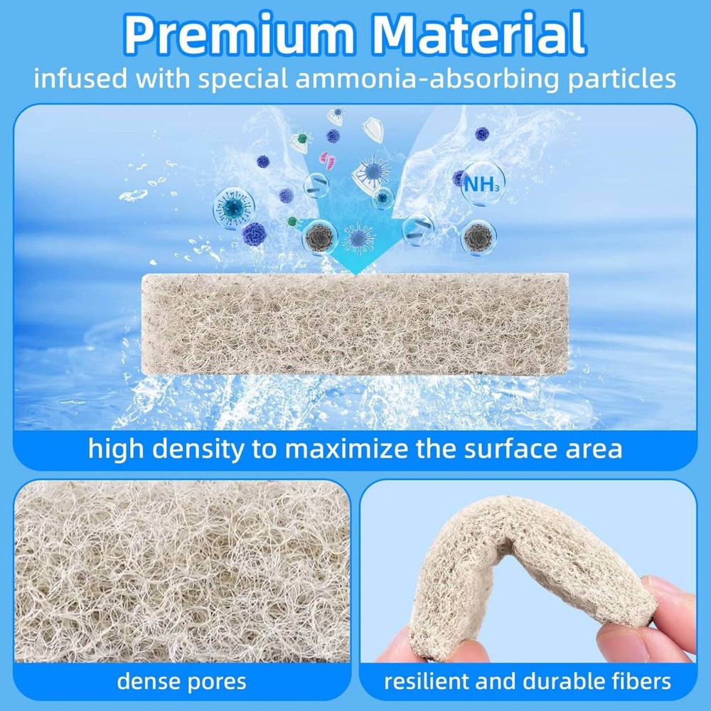 12-Pack Ammonia Reducer Pads Replacement Kit Compatible For HOB Filter