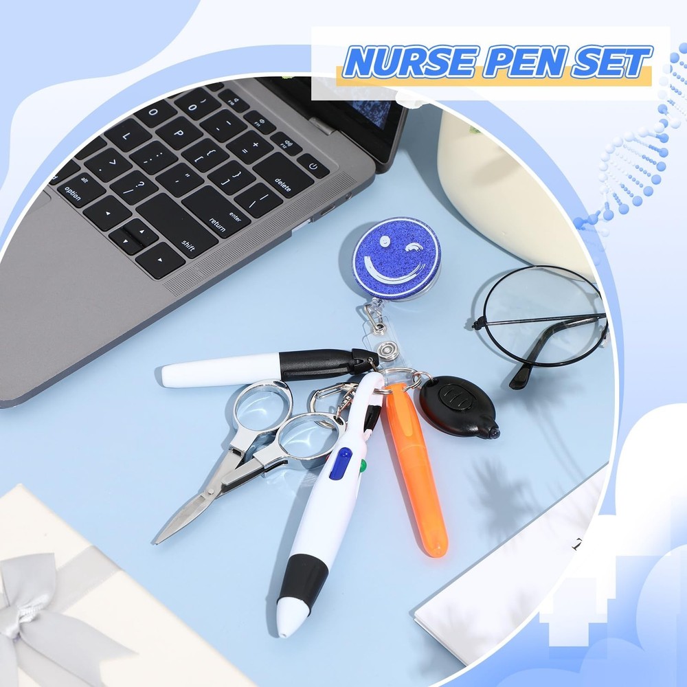 6 Pcs Nurse Pen Set Include Highlighter, Retractable Ballpoint Pen, Permanent...