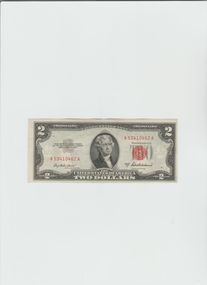 1953-A $2 Red Seal Note in lightly circulated condition.