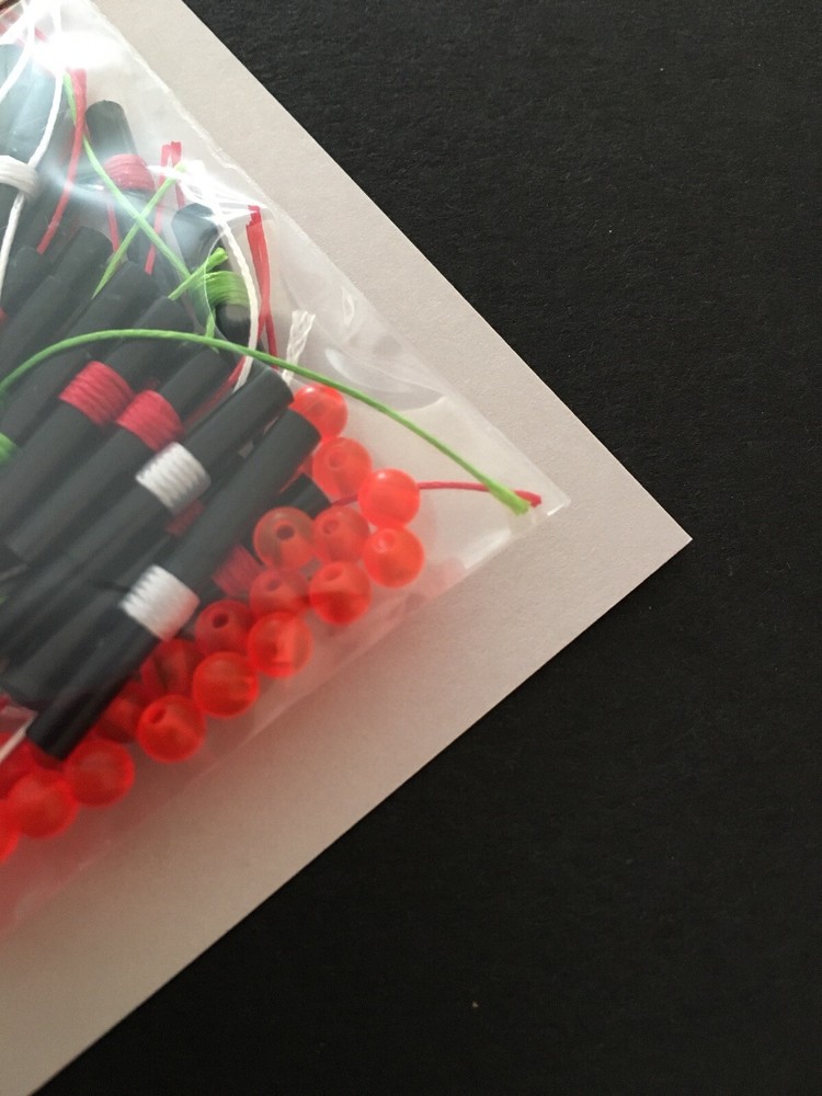 Bobber Stops 25 Pack String Slip-Knots with Beads Red Green White Assorted New